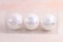 White Irridescent Bauble 8cm x 3