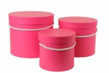 Florist Hat Box x 3 Hot Pink