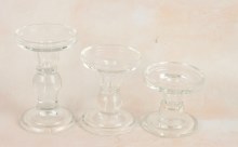 Glass Candle Holder Set x 3 Clear Glass Candle Holder Set x 3 Clear