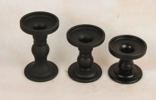 Glass Candle Holder Set x 3 Black Glass Candle Holder Set x 3 Black