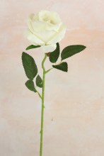 Faux Rose Single Stem 52cm Flocked Ivory