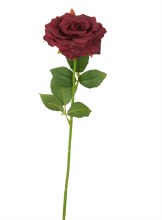 Artificial Single Stem Rose 48cm Burgundy
