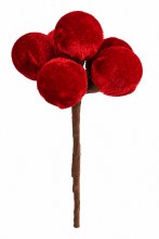 Red Velvet Bauble Stem 23cm