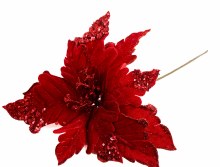 Christmas Poinsettia Velvet Red 47cm