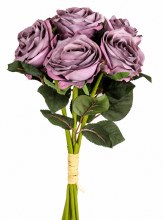 Faux Rose Bunch x 7 Purple 7cm
