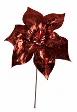 Metallic Poinsettia Pick Burgundy 19cm