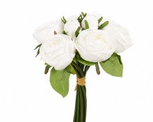 Artificial Rose Bunch 27cm White