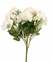 Artificial Crysanthemum, Hydrangea & blossom Bunch  Ivory
