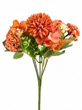 Artificial Crysanthemum, Hydrangea & blossom Bunch  Burnt Orange