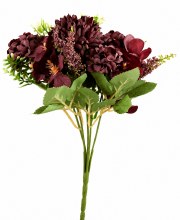 Artificial Crysanthemum, Hydrangea & blossom Bunch  Aubergine