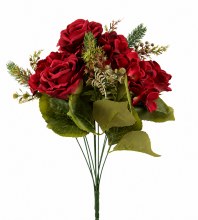 Artificial Rose, Hydrangea Mixed Bunch Burgundy