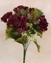 Artificial Rose, Hydrangea Mixed Bunch Plum