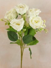 Artificial Rose Bunch x 5 Ivory Artificial Rose Bunch x 5 Ivory
