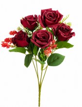 Artificial Rose Bunch Burgundy x 5