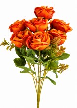 Artificial Rose Bunch Burnt Orange x 7