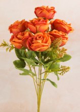 Artificial Rose Bunch Burnt Orange x 7 Artificial Rose Bunch Burnt Orange x 7