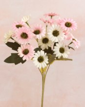 Artificial Daisy Bunch Ivory/Pink- 30cm x 18 heads Artificial Daisy Bunch Ivory/Pink- 30cm x 18 heads