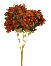 Additional picture of Artificial Mini Hydrangea Bunch Burnt Orange 33cm