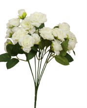 Additional picture of Artificial Mini Rose Bunch 29cm Ivory