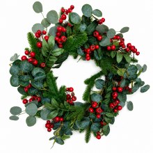 Large Eucalyptus Red Berry Door Wreath 24"