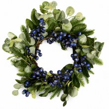 Faux Christmas Eucalyptus & Blueberry Door Wreath