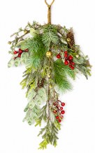 Faux Berry & Bell Christmas Tear Drop 28"