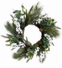 Faux Berry Christmas Wreath White 20"