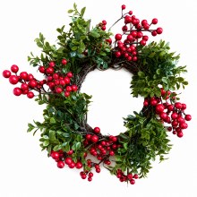 Christmas Wreath Red Berry/ Greenery 16"