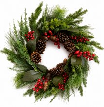 Christmas Wreath Red Berry, Spruce & Cones 26"