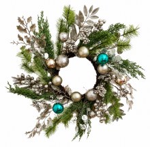 Christmas Wreath 22" Blue/ Champagne