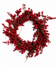Faux Red Berry door wreath 22"