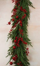 Faux Spruce Norfolk Pine W/Berries/ Apples 5ft