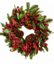 Frosted Red Berry Spruce Door Wreath 22"