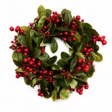 Red Berry Faux Door Wreath 24"