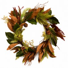 Faux Magnolia leaf Wreath 24"
