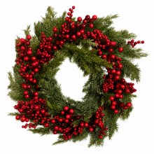 Faux Berry Spruce Wreath 26"