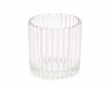 Clear Glass Ribbed Tealight holder 8.2x9x8.5cm