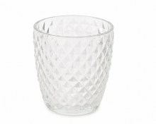 Clear Diamond Cut Glass Tealight Holder 9cmx6.4cm