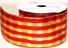 Red and gold wired edge Christmas ribbon