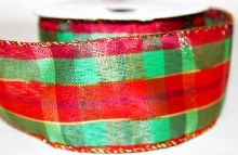 Christmas tartan ribbon with wired edge 2.5" x 10yards