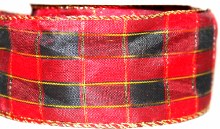 Christmas wired edge tartan ribbon 5cm x 10yards