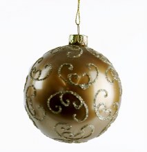 Glass Christmas Handblown Bauble Gold 6pcs x 8cm