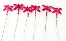 Dragonfly Diamante On Stem x 6 Hot Pink