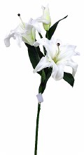 White artificial lily with 3 flowers-90cm