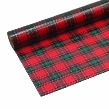 Florist Cellophane Wrap Tartan Red 80cmx80m
