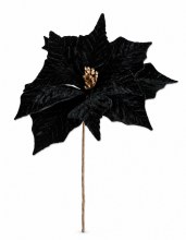 Faux Poinsettia Stem Black 33cm