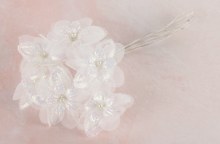 Bridal Craft Flowers x 6 White Iridescent