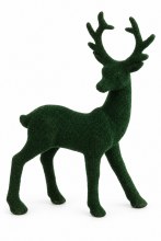 Reindeer Flocked Dark Green 33cm