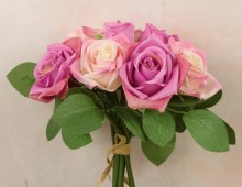 Faux Rose Bunch x 9 Baby Pink