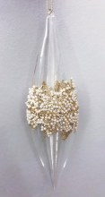 Glass Bauble Champagne/ Beaded Droplet 22cm approx x 6